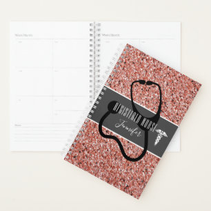 Agenda Glitter Médico Rosa, Enfermeiro Registrado Person