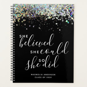 Agenda Glitter Negro Ela Acreditava Que Podia Graduar-Se