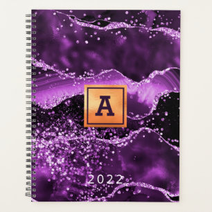 Agenda Glitter roxo, dourado 2025