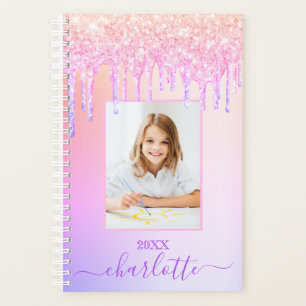 Agenda Glitter roxo rosa pinga foto garota 2024