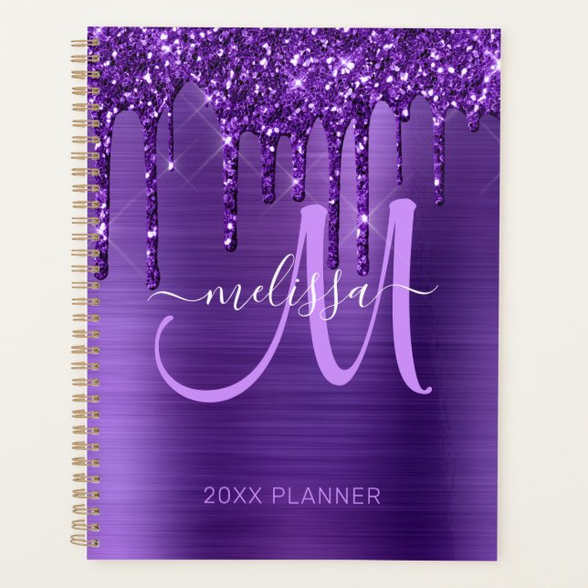 Agenda Glitter Roxo-Roxo Brugado Metal 2024 (Frente)