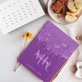 Agenda Glitter Roxo-Roxo-Chic Gota Monograma e Nome