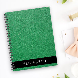 Agenda Glitter Verde, Fundo Glitter, Seu Nome
