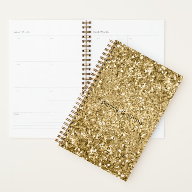 Agenda Glitzy Dourado Glam Glitter Sparkle        (Exibição)