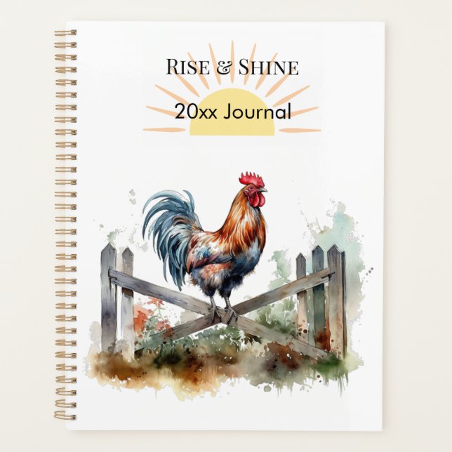 Agenda Glória da Manhã: Eatercolor Rooster, personalizado (Frente)