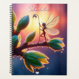 Agenda Glowing sunrise background with winged creature