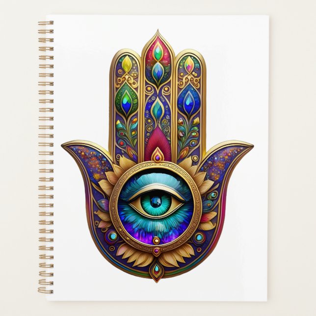 Agenda Gold Peacock Colors Hamsa Green Sapphire Third Eye (Frente)