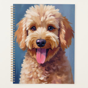 Agenda Golden Doodle   Pintura em Aquarela de Cachorro Pe