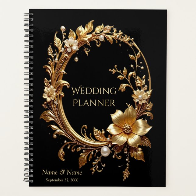 Agenda Golden Floral Ornate Frame Planner (Frente)