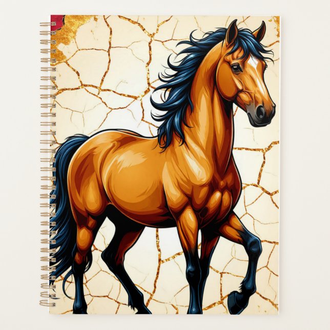 Agenda Golden Horse With Flowing Black Mane (Frente)
