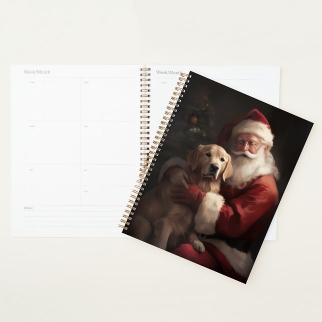 Agenda Golden Retriever com Papai Noel Natal (Exibição)