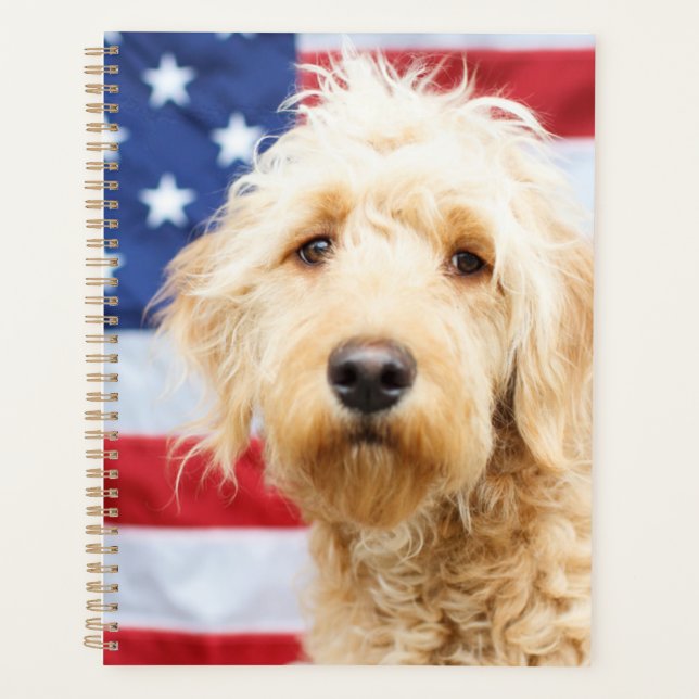 Agenda Goldendoodle com bandeira americana (Frente)