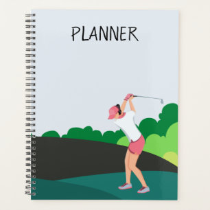 Agenda Golfer está jogando golfe para Lady Mulher