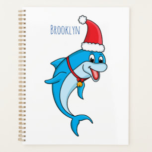 Agenda Golfinho bonito com desenho animado de Papai Noel