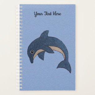 Agenda Golfinho Branco Azul Escuro bonito Pulando