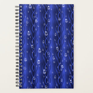 Agenda Gotas de chuva em metal azul