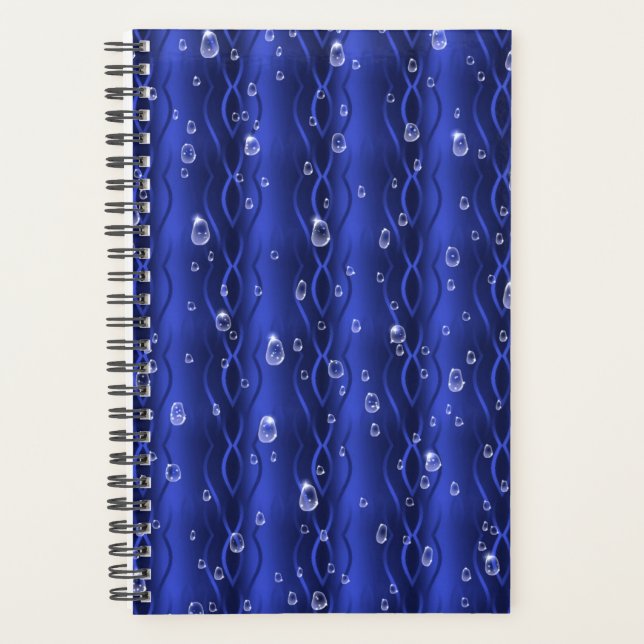 Agenda Gotas de chuva em metal azul (Frente)