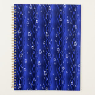 Agenda Gotas de chuva em metal azul