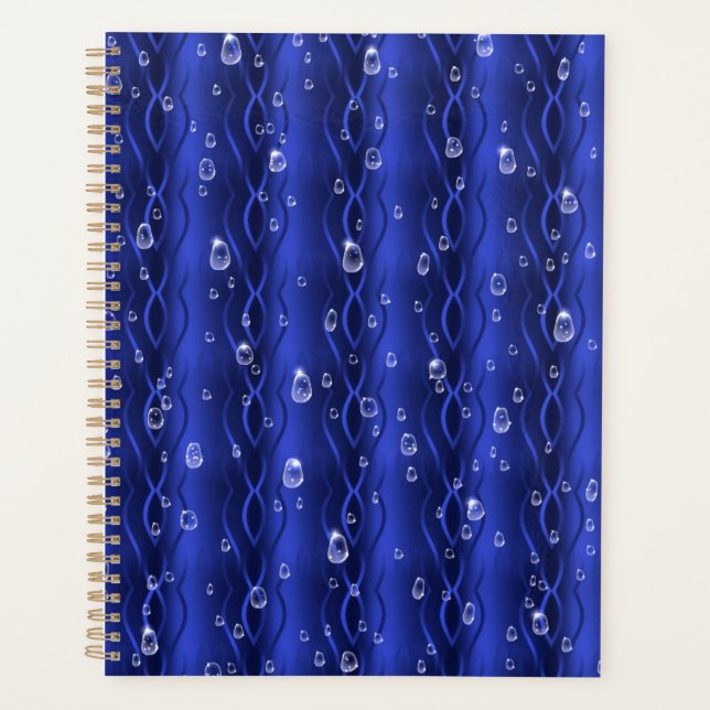 Agenda Gotas de chuva em metal azul (Frente)