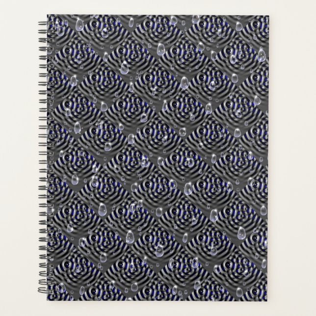 Agenda Gotas de chuva no metal azul de cinza (Frente)