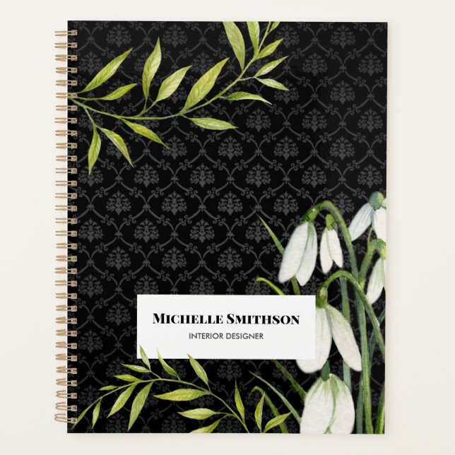 Agenda Gotas de neve brancas e Laurel Damask (Frente)