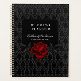 Agenda Gothic Black Damask Rose Wedding