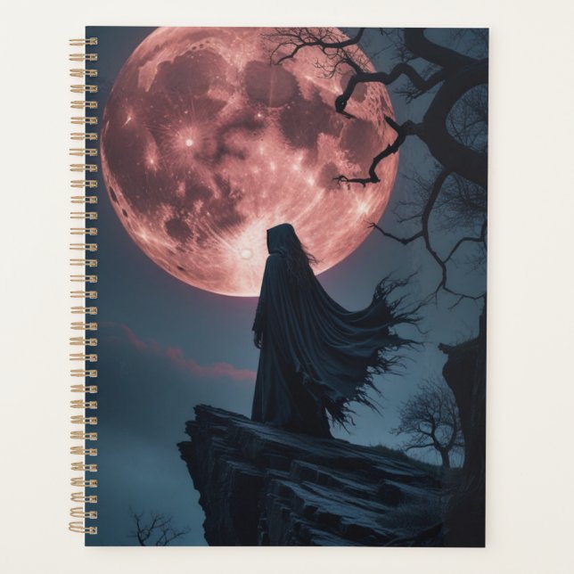 Agenda Gothic Moonlight Wraith Spiral Notebook | Dark Fan (Frente)