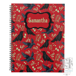 Agenda Gótic Ravens Personalizados Vermelho Sangue