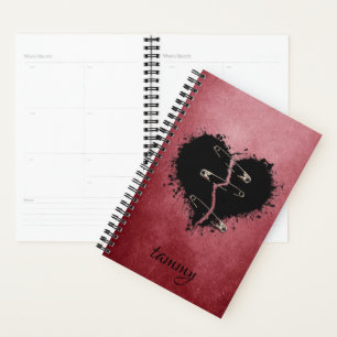 Agenda Gótico quebrado no fundo do vermelho