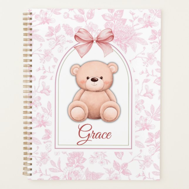 Agenda Grace | Design de Enfermeiro de Urso Rosa Personal (Frente)