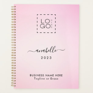 Agenda Gradação rosa Adicione Nome Ano Logotipo Quadrado