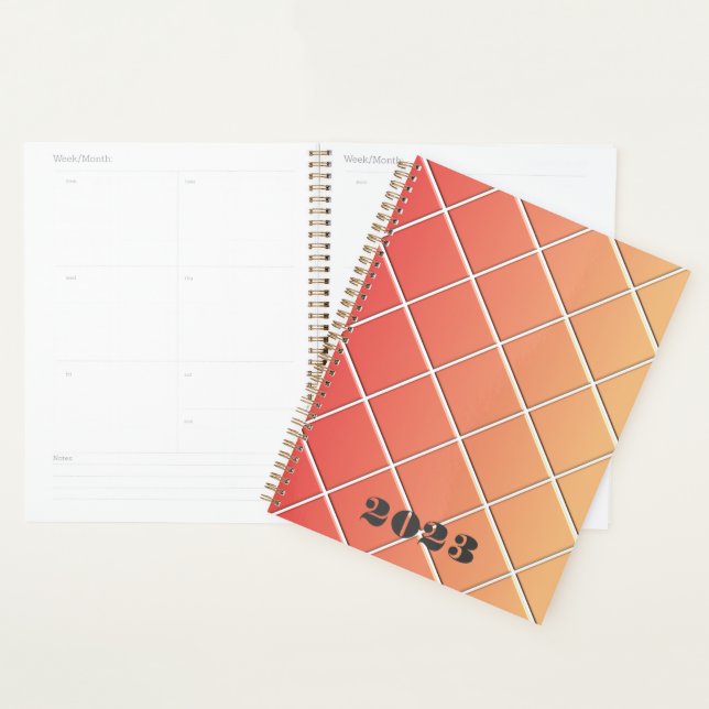 Agenda Grade quadrada vermelha e laranja com gradiente -  (Exibição)