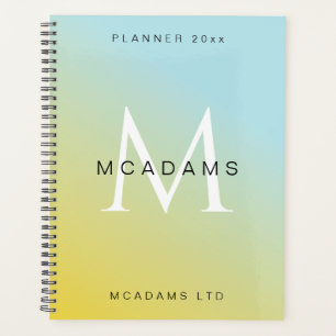 Agenda Gradiente Azul Amarelo Negócios Personalizados