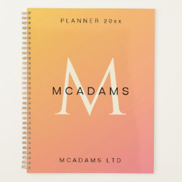 Agenda Gradiente Laranja Rosa Personalizado Negócios 