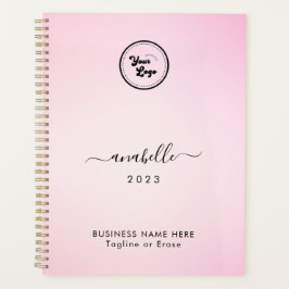 Agenda Gradiente rosa Adicionar Nome Ano Logotipo Comerci