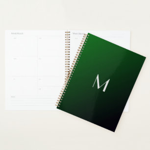 Agenda Gradiente Verde Esmeralda - monograma ousado