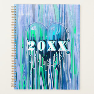 Agenda Grafite azul e verde personalizável