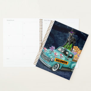 Agenda Grande Cão-de-Dane Halloween Truck Noite Assustado