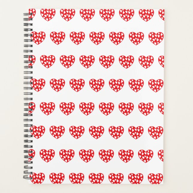 Agenda Grande coração vermelho com pequenos corações (Frente)