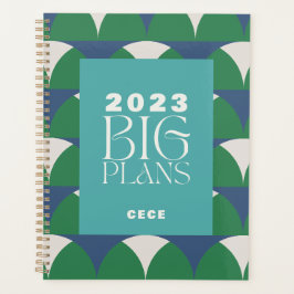 Agenda Grandes planos geométricos do retrô azul moderno