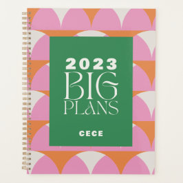 Agenda Grandes planos geométricos verde-rosa modernos