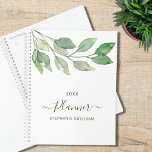 Agenda Granulado personalizado de aquarela<br><div class="desc">Este Planeador botânico é decorado com uma simples água verde. Facilmente personalizável com seu nome e ano. Original Watercolor © Michele Davies.</div>