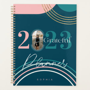 Agenda Grateful Foto Personalizada Geométrica do Arco-Í