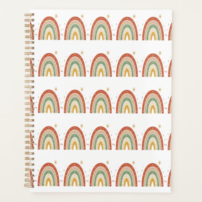 Agenda Gravata com Padrão Arco-íris Boho (Frente)