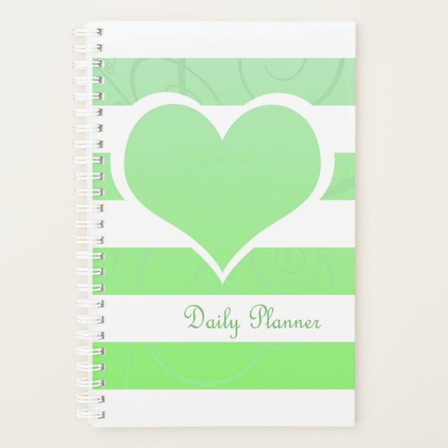 Agenda Green Stripes Pastel Heart Daily (Frente)