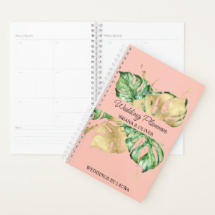 Agenda Greenery Palm Dourado Planador de Casamento Tropic