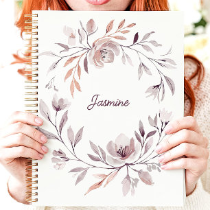 Agenda Grinalda Floral em Aquarela Suave com Nome Persona