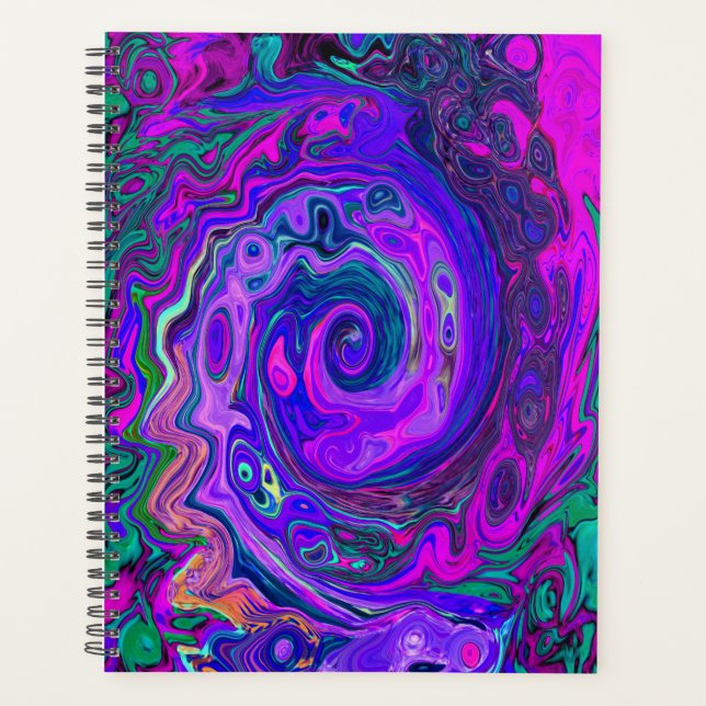 Agenda Groovy Abstrato Retro Magenta e rodovia (Frente)
