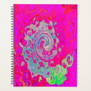 Agenda Groovy Abstrato Teal Blue e Red Swirl