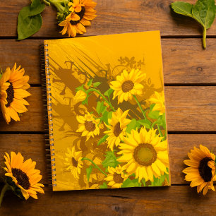 Agenda Grunge Sunflower Art Bold Rustic Yellow Floral